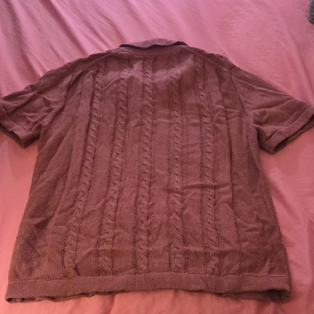 Rust Cable Knit Button-Up Shirt - Picture 9 of 10
